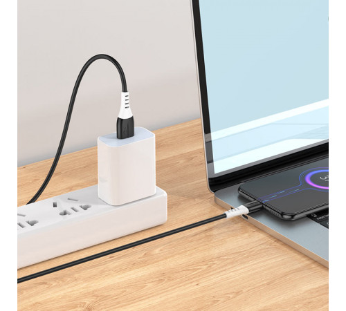 Кабель HOCO X82 USB to Micro 2.4A, 1m, silicone, silicone connectors, Black (6931474768551)