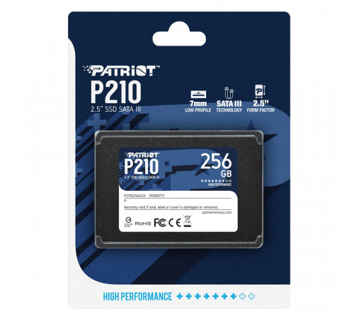 Накопичувач SSD Patriot P210 256GB 2.5" 7mm SATAIII 3D QLC (P210S256G25)