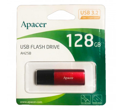 Флеш-накопичувач Apacer USB 3.2 Gen 1 AH25B 128Gb Red (AP128GAH25BR-1)