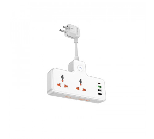 Мережевий подовжувач HOCO  AC12A Reise 2-position expansion socket(PD30W/1C3A) (8.5 cm) White (6942007607100)