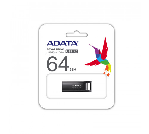 Флеш-накопичувач ADATA USB 3.2 UR340 64Gb Black (AROY-UR340-64GBK)