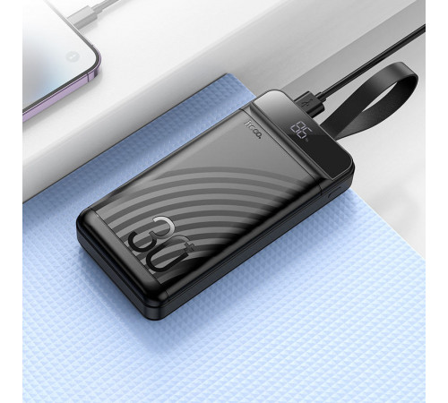 Зовнішній акумулятор HOCO J123B Element 22.5W+PD20W fully compatible power bank with digital display(30000mAh) Black (6942007612081)