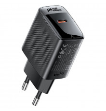 Мережевий зарядний пристрій ACEFAST A102 PD30W GaN single USB-C charger (EU) Black (6974316283287)