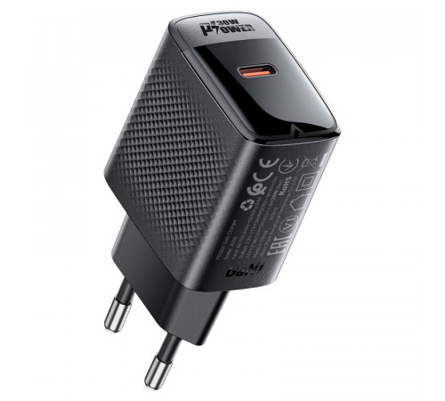 Мережевий зарядний пристрій ACEFAST A102 PD30W GaN single USB-C charger (EU) Black (6974316283287)