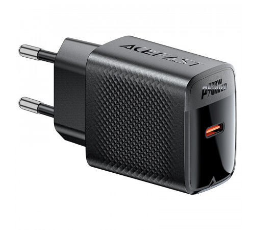 Мережевий зарядний пристрій ACEFAST A102 PD30W GaN single USB-C charger (EU) Black (6974316283287)
