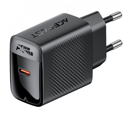 Мережевий зарядний пристрій ACEFAST A102 PD30W GaN single USB-C charger (EU) Black (6974316283287)