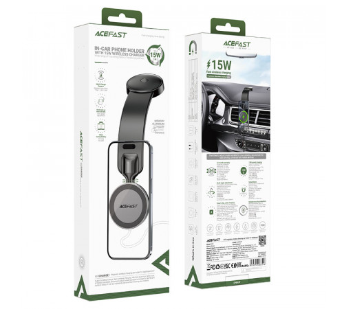 Автотримач для телефона з БЗП ACEFAST D37 magnetic wireless charging car holder for dashboard Black (6974316283546)