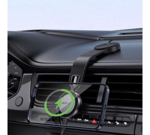 Автотримач для телефона з БЗП ACEFAST D37 magnetic wireless charging car holder for dashboard Black (6974316283546)