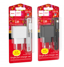 Мережевий зарядний пристрій Hoco CS11A Ocean 2.1A Lightning