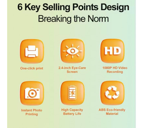 Дитяча фотокамера Звірятки AM300 із функцією друку та з фронтальною камерою