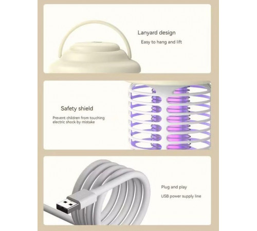 Лампа-пастка від комах M1 2в1 світильник Electrik Shock працює від USB (16см)