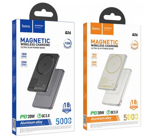 УМБ Power Bank Hoco Q26 Joy 5000mAh PD20W+QC3.0 з бездротовою зарядкою 15W