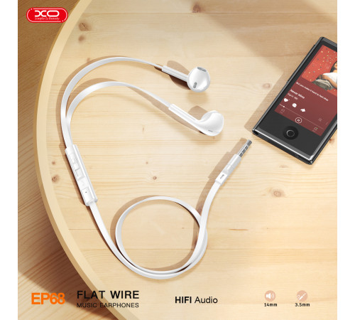 Навушники XO EP68 з плоским кабелем 3.5mm