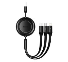 Кабель Baseus Free2Draw Retractable Crystal Fast Charging Data Cable USB to M+L+C 3.5A 1.1m Cluster Black (P10368700111-02)