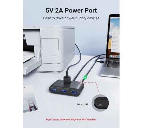 USB-хаб UGREEN CR113 USB 3.0 Hub  1m (Black) (UGR-20291) (UGR-20291)