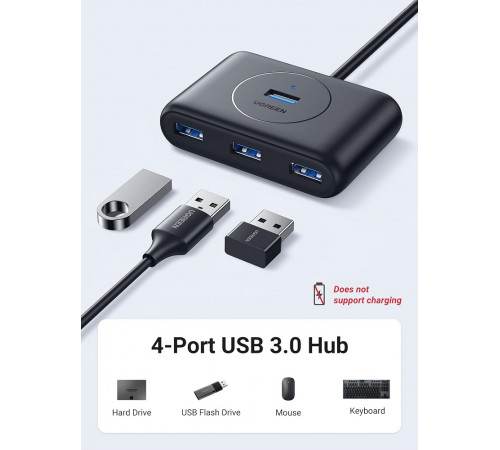 USB-хаб UGREEN CR113 USB 3.0 Hub  1m (Black) (UGR-20291) (UGR-20291)