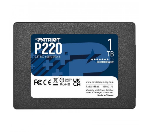 Накопичувач SSD Patriot P220 1TB 2.5" 7mm SATAIII (P220S1TB25)