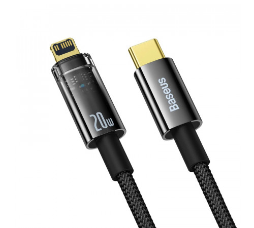 Кабель Baseus Explorer Series Auto Power-Off Fast Charging Data Cable Type-C to IP 20W 1m Black (CATS000001)