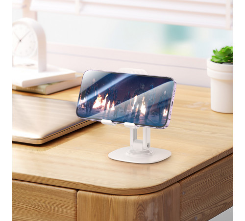 Тримач для телефона HD6 Winner dual-axis rotating desktop stand White (6942007602389)