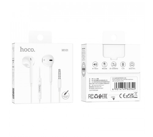 Навушники дротові HOCO M101 Crysta (3.5mm) White (6931474782342)