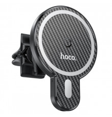 Автотримач для телефона з БЗП HOCO CA85 Ultra-fast magnetic wireless charging car holder Black (6931474745484)