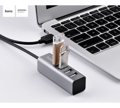 USB-хаб HOCO HB1 4USB Line machine Tarnish (6957531038139)