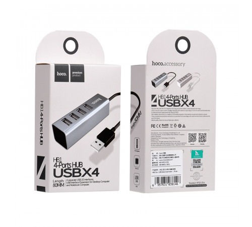 USB-хаб HOCO HB1 4USB Line machine Tarnish (6957531038139)