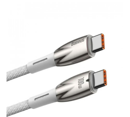 Кабель Baseus Glimmer Series Fast Charging Data Cable Type-C to Type-C 100W 1m White (CADH000702)