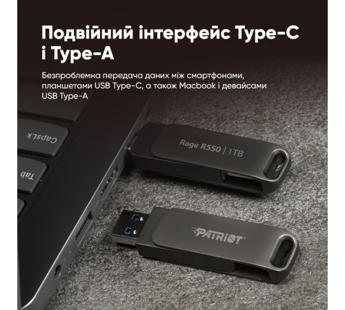 Флеш-накопичувач Patriot USB 3.2 Gen 1 Rage R550 128GB Type-A+C (PE128GR550DSAD)