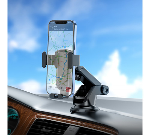 Автотримач для телефона HOCO CA104 vertical and horizontal telescopic gravity vehicle holder Black Metal Gray (6931474766236)