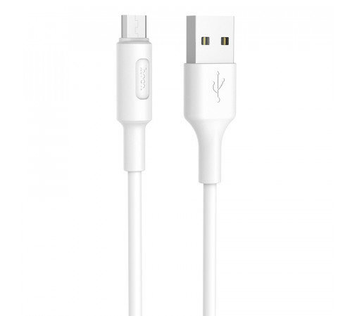 Кабель HOCO X25 USB to Micro 2A, 1m, PVC, PVC connectors, White (6957531080138)