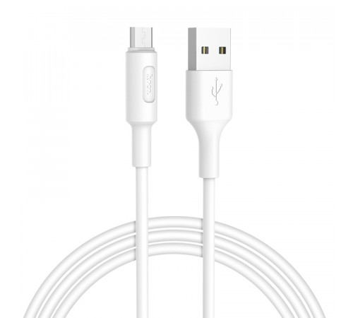 Кабель HOCO X25 USB to Micro 2A, 1m, PVC, PVC connectors, White (6957531080138)