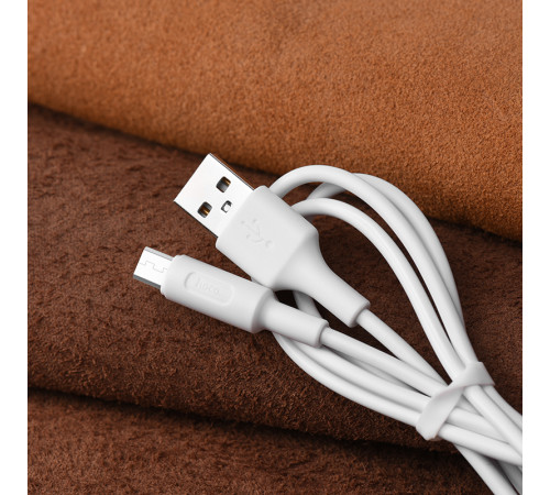 Кабель HOCO X25 USB to Micro 2A, 1m, PVC, PVC connectors, White (6957531080138)