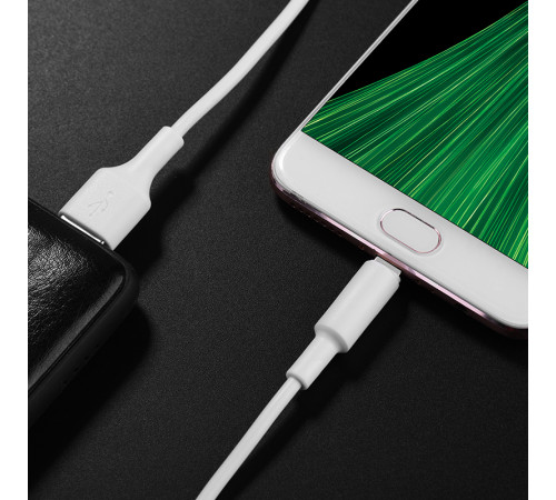 Кабель HOCO X25 USB to Micro 2A, 1m, PVC, PVC connectors, White (6957531080138)