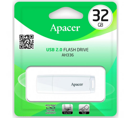 Флеш-накопичувач Apacer USB 2.0 AH336 32Gb White (AP32GAH336W-1)