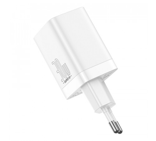Мережевий зарядний пристрій Baseus Super Si Pro Quick Charger C+U 30W EU White (CCSUPP-E02)