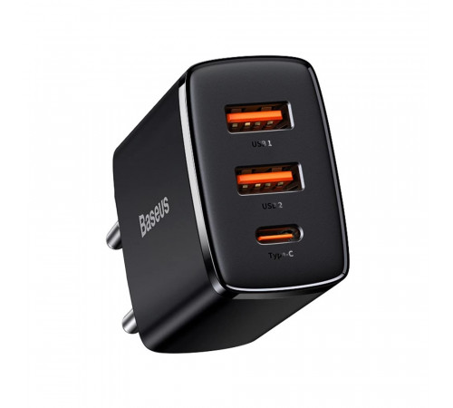 Мережевий зарядний пристрій Baseus Compact Quick Charger 2U+C 30W EU Black (CCXJ-E01)