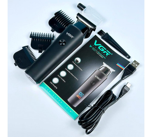 Машинка для стрижки VGR V-937 Professional STRONG BATTERY (LED Display, з 3 насадками, Тример)