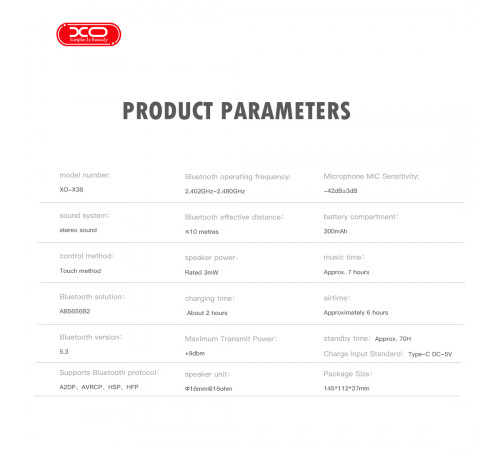 Бездротові навушники XO X38 Air Conduction OWS