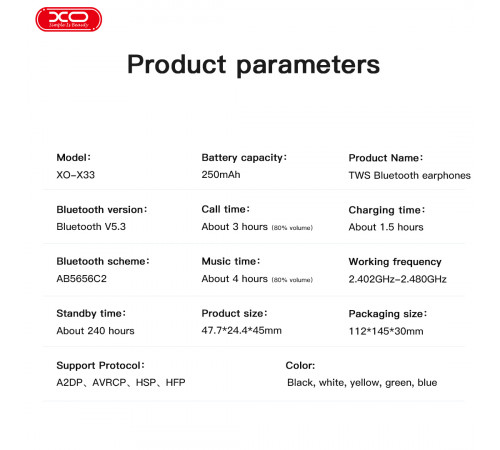 Бездротові навушники XO X33 Yu Jing