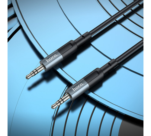 Аудіокабель HOCO UPA23 3.5mm male to 3.5mm male, nylon braid, 1m Metal Gray (6931474783820)