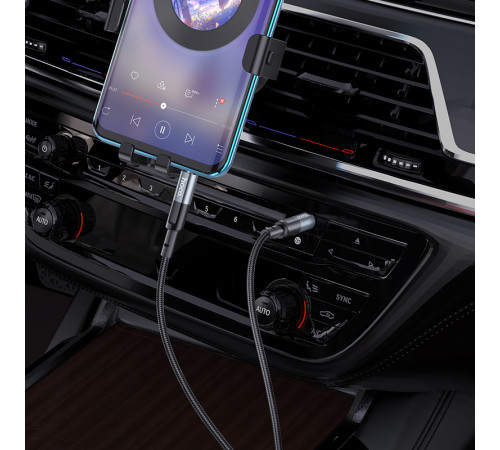 Аудіокабель HOCO UPA23 3.5mm male to 3.5mm male, nylon braid, 1m Metal Gray (6931474783820)