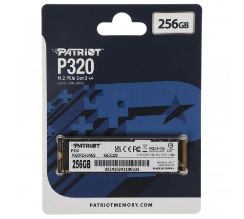 Накопичувач SSD M.2 Patriot P320 256GB NVMe 2280 Gen3.0 x4 3D TLC (P320P256GM28)