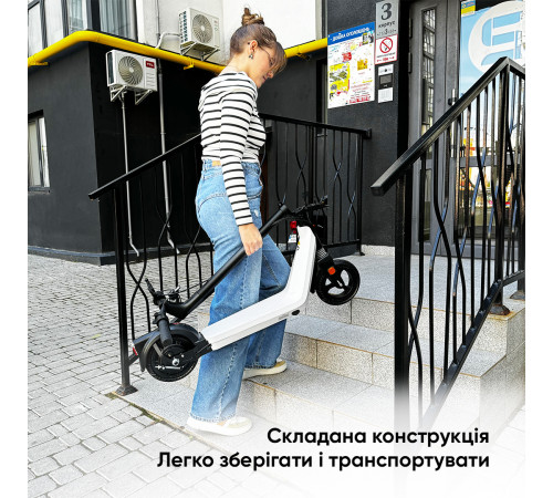 Електросамокат OKAI Zippy ES50С Black 8" 250W/500W, 5.2Ah, 20 km, 25 km/h, 10°, 13.5 kg (ES50C-B)
