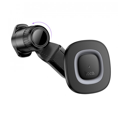 Автотримач для телефона з БЗП HOCO HW30 Crown magnetic wireless charging car holder (air outlet) Black Metal Gray (6942007646925)