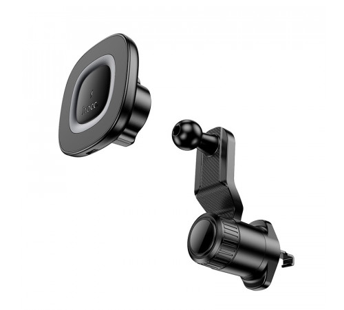 Автотримач для телефона з БЗП HOCO HW30 Crown magnetic wireless charging car holder (air outlet) Black Metal Gray (6942007646925)