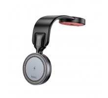 Автотримач для телефона з БЗП HOCO HW29 Totem ring magnetic wireless fast charging car holder (center console) Black Metal Gray (6942007642163)