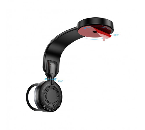 Автотримач для телефона з БЗП HOCO HW29 Totem ring magnetic wireless fast charging car holder (center console) Black Metal Gray (6942007642163)