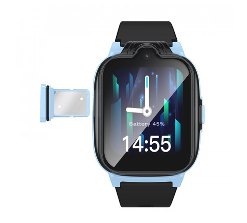 Дитячий смарт-годинник Hoco Y104 42mm. SIM 4G. Wi-Fi. 700 mAh. IP65 Blue (6942007646369)