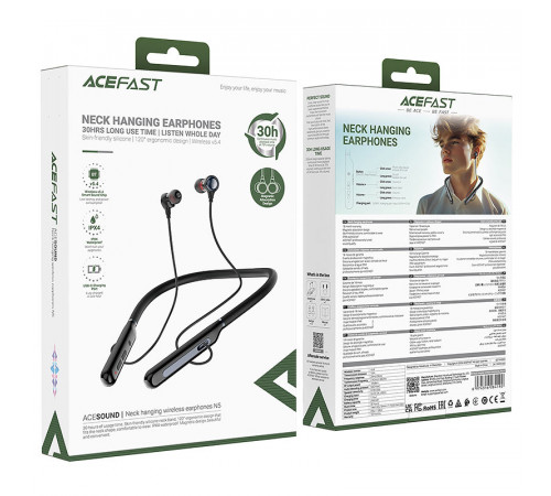 Бездротові спортивні навушники ACEFAST N5 neck hanging wireless earphones Black (6974316284192)